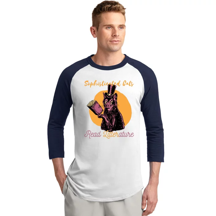 Sophisticated Cats Read Litterature Baseball Sleeve Shirt