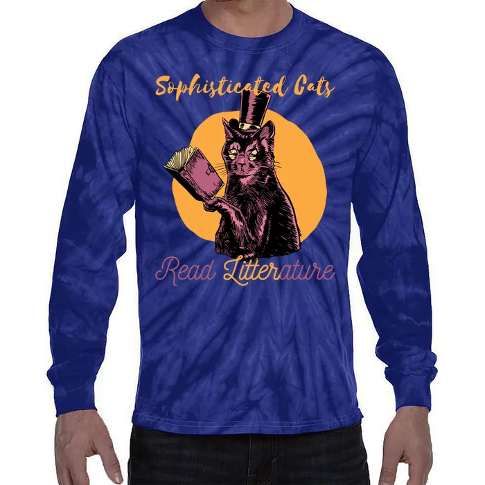 Sophisticated Cats Read Litterature Tie-Dye Long Sleeve Shirt