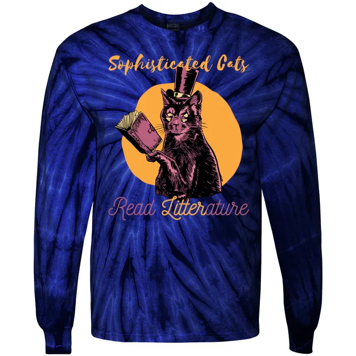 Sophisticated Cats Read Litterature Tie-Dye Long Sleeve Shirt