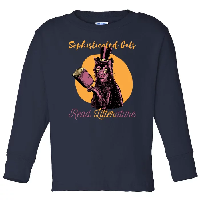 Sophisticated Cats Read Litterature Toddler Long Sleeve Shirt