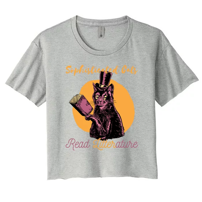 Sophisticated Cats Read Litterature Women's Crop Top Tee