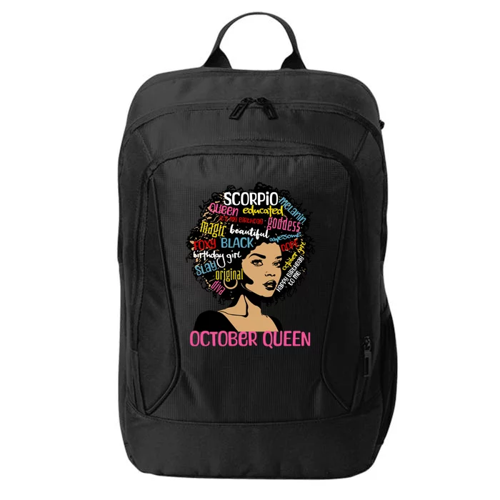 Scorpio October Queen Melanin Afro Black Birthday Great Gift City Backpack