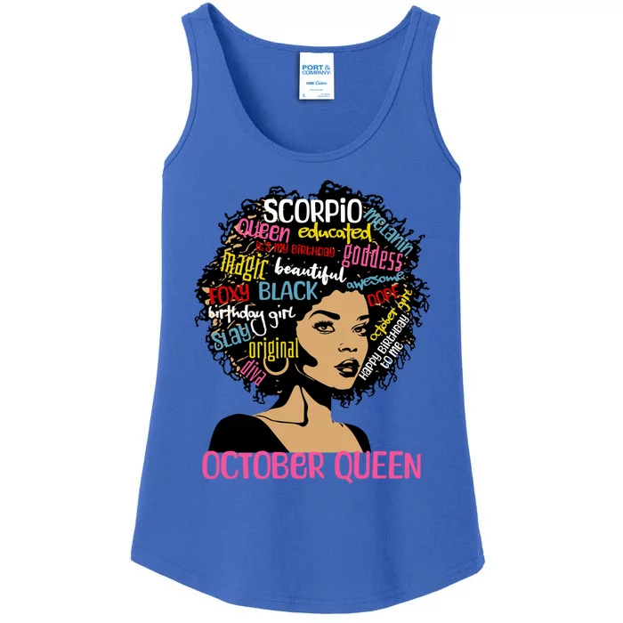 Scorpio October Queen Melanin Afro Black Birthday Great Gift Ladies Essential Tank