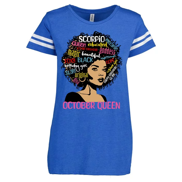 Scorpio October Queen Melanin Afro Black Birthday Great Gift Enza Ladies Jersey Football T-Shirt