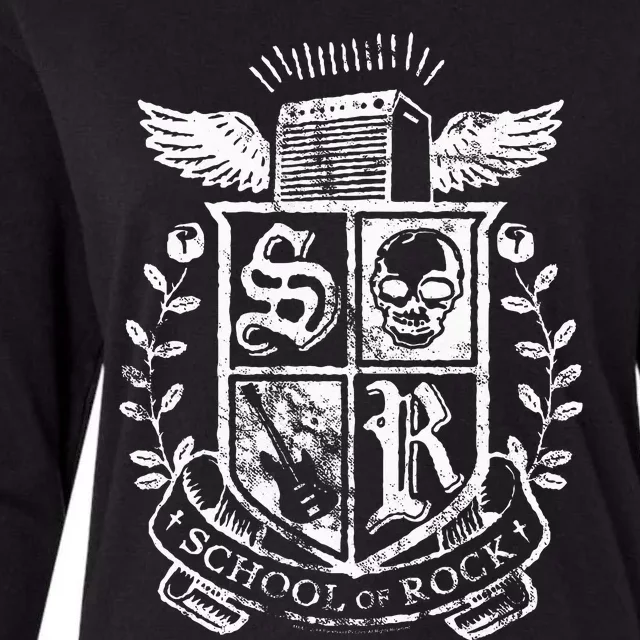 School Of Rock Distressed Crest Womens Cotton Relaxed Long Sleeve T-Shirt