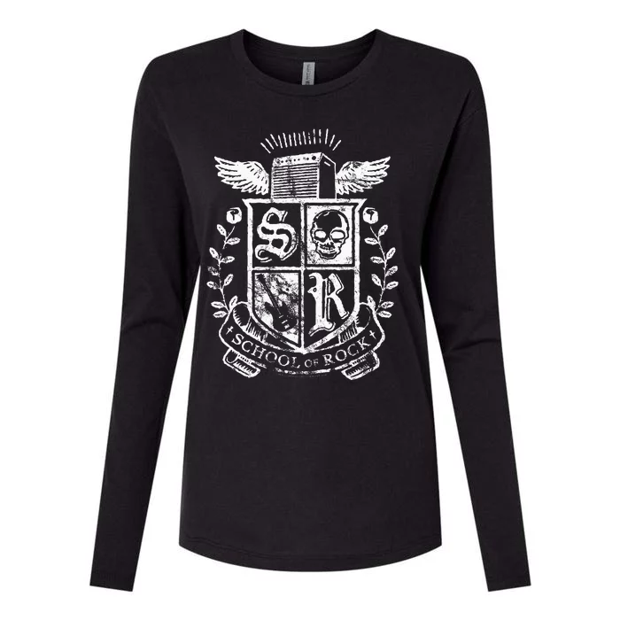 School Of Rock Distressed Crest Womens Cotton Relaxed Long Sleeve T-Shirt