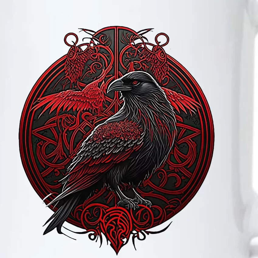 Scandinavian Odin Raven Black Color Changing Mug