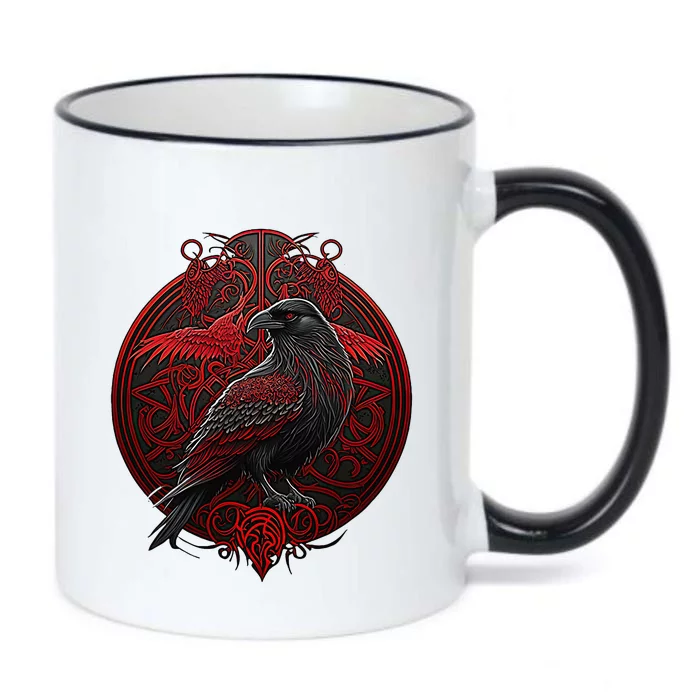 Scandinavian Odin Raven Black Color Changing Mug