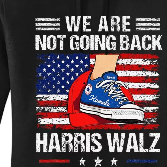 Stepping On Red Hat WeRe Not Going Back Harris Walz Women's Pullover Hoodie