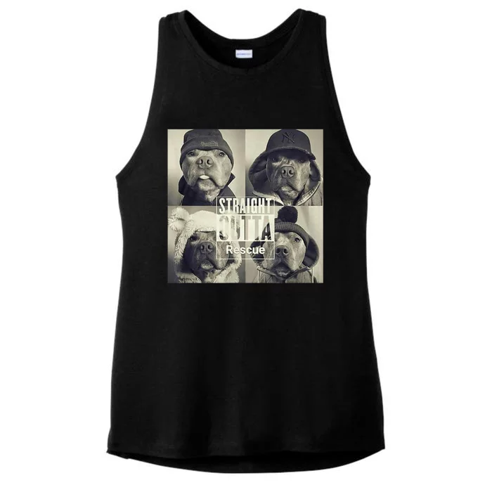 Straight Outta Rescue Pitbull Ladies Tri-Blend Wicking Tank