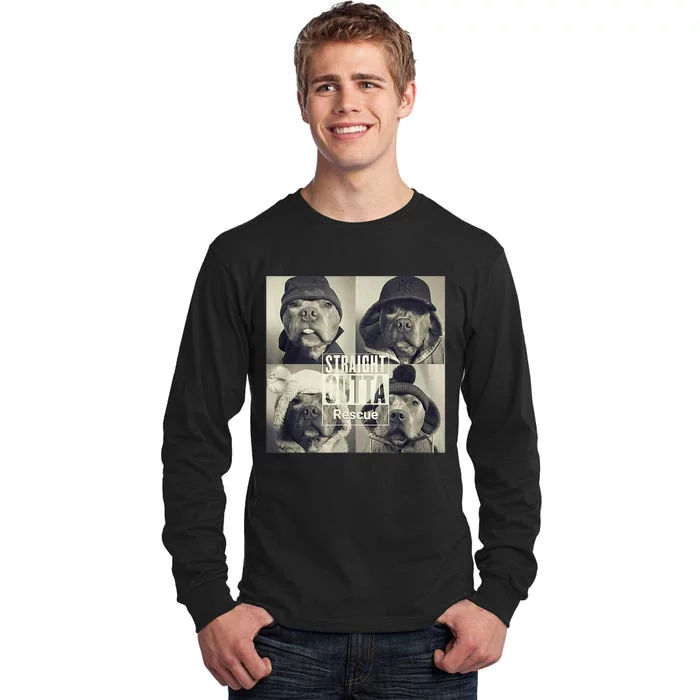 Straight Outta Rescue Pitbull Tall Long Sleeve T-Shirt