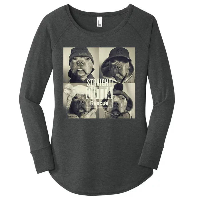 Straight Outta Rescue Pitbull Women's Perfect Tri Tunic Long Sleeve Shirt