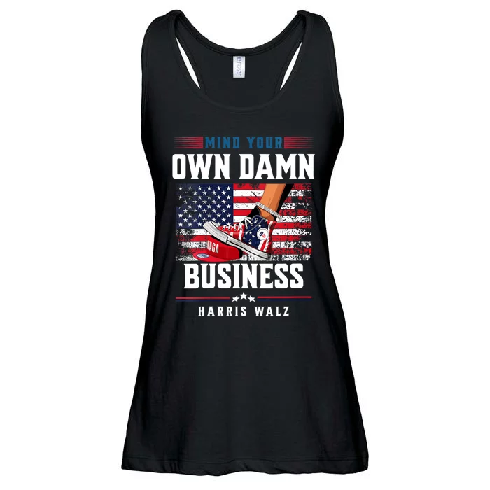 Stepping On Red Hat Mind Your Own Damn Business Harris Waltz Ladies Essential Flowy Tank