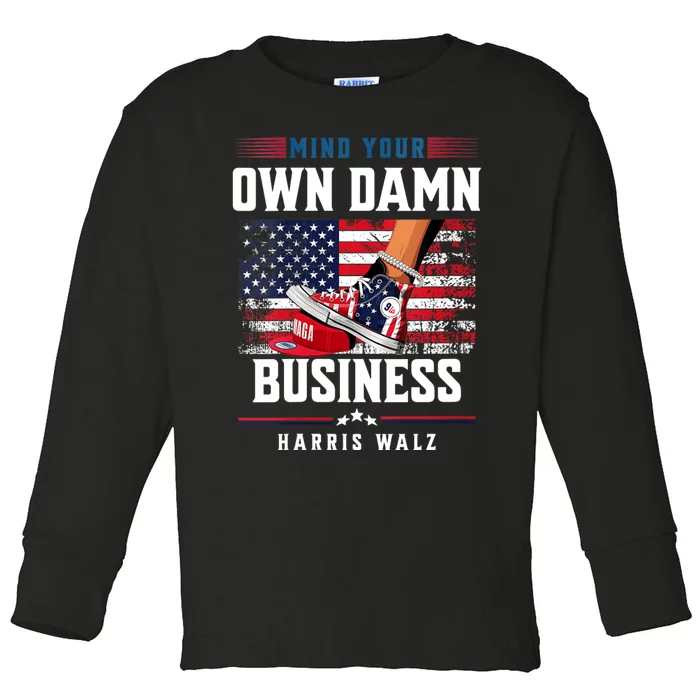 Stepping On Red Hat Mind Your Own Damn Business Harris Waltz Toddler Long Sleeve Shirt