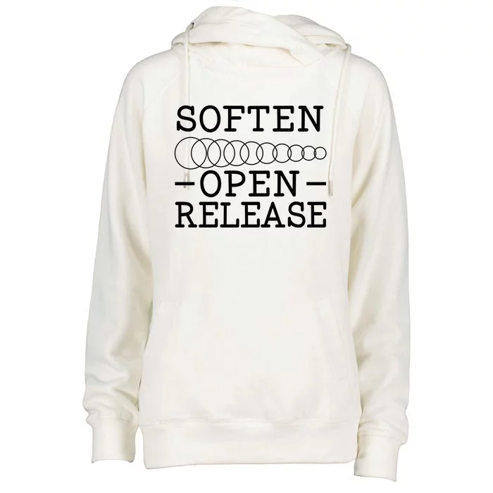 Soften Open Release Doula Birth Coach Pregnancy Labor Funny Gift Womens Funnel Neck Pullover Hood