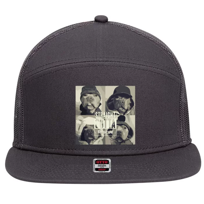 Straight Outta Rescue Pitbull 7 Panel Mesh Trucker Snapback Hat