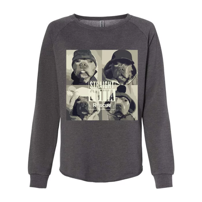 Straight Outta Rescue Pitbull Womens California Wash Sweatshirt