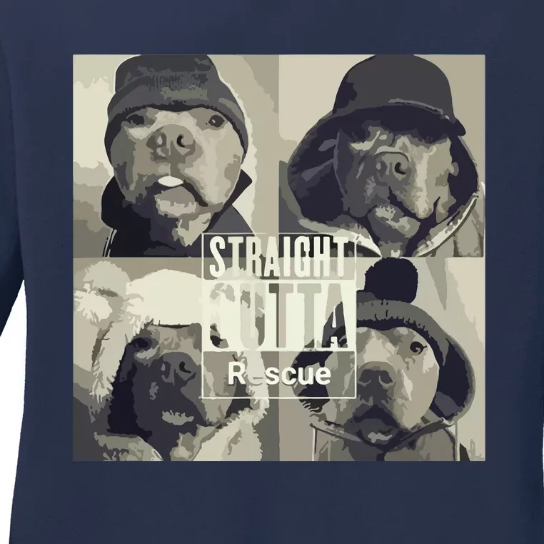 Straight Outta Rescue Pitbull Ladies Long Sleeve Shirt