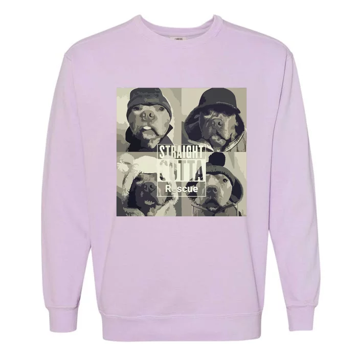 Straight Outta Rescue Pitbull Garment-Dyed Sweatshirt