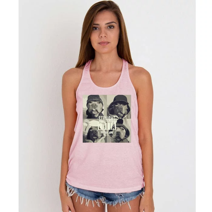 Straight Outta Rescue Pitbull Women's Knotted Racerback Tank