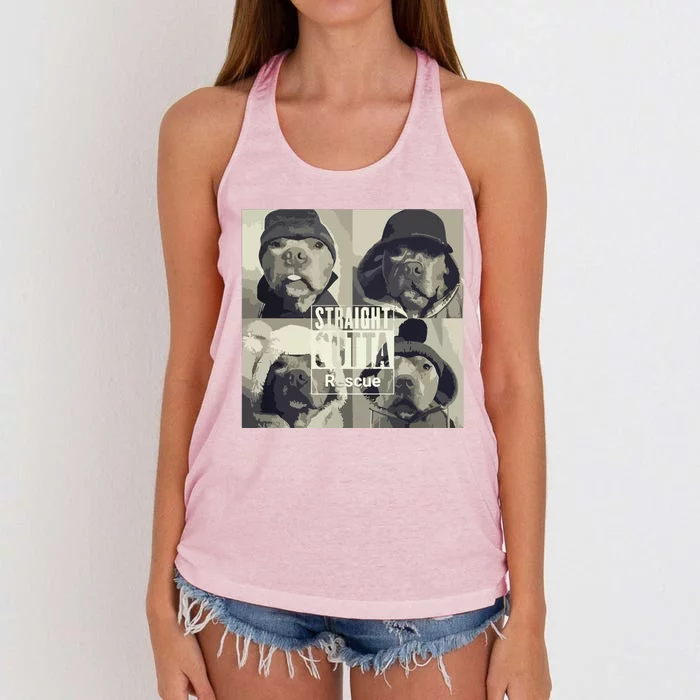 Straight Outta Rescue Pitbull Women's Knotted Racerback Tank