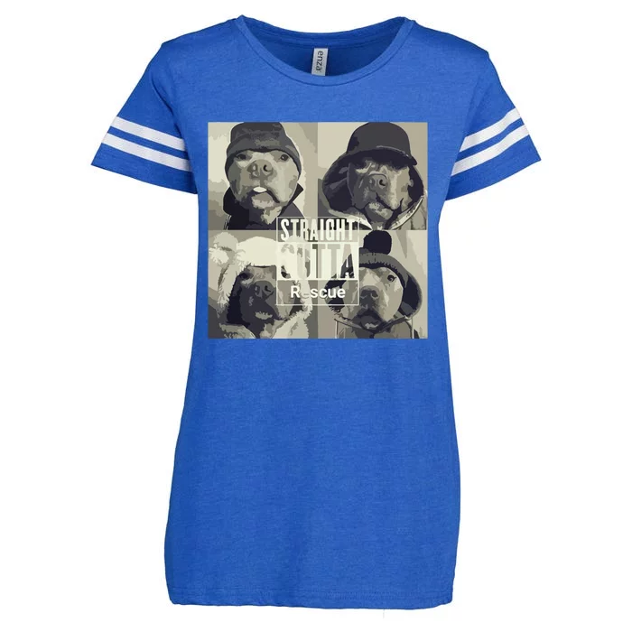 Straight Outta Rescue Pitbull Enza Ladies Jersey Football T-Shirt