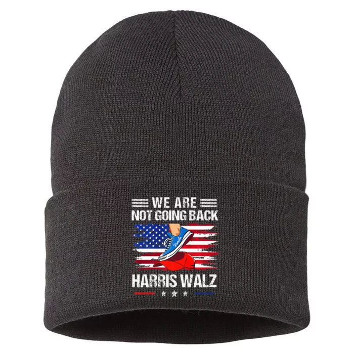 Stepping On Red Hat WeRe Not Going Back Harris Waltz Premium Sustainable Knit Beanie