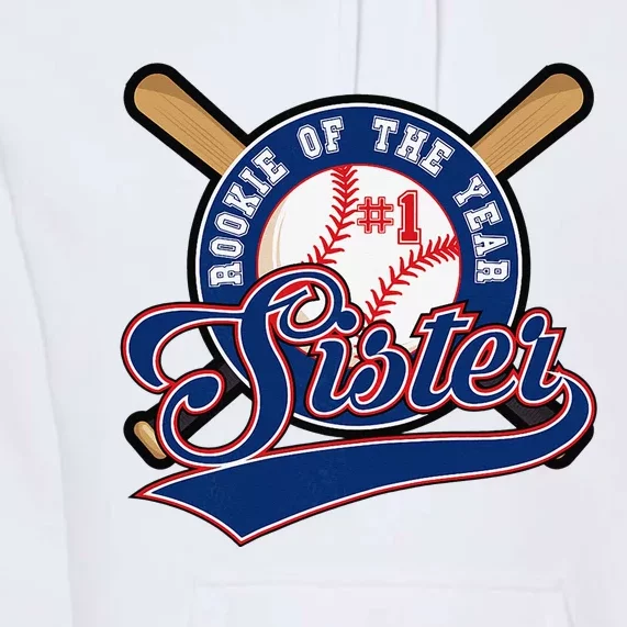 Sister of Rookie 1st Birthday Baseball Theme Matching Party Premium Hoodie