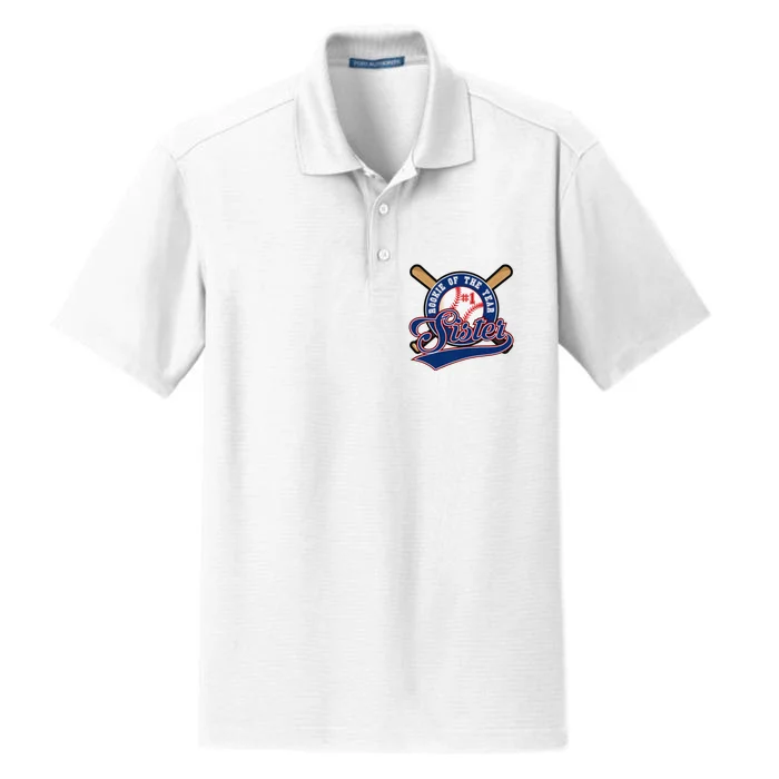 Sister of Rookie 1st Birthday Baseball Theme Matching Party Dry Zone Grid Performance Polo