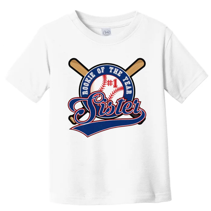 Sister of Rookie 1st Birthday Baseball Theme Matching Party Toddler T-Shirt