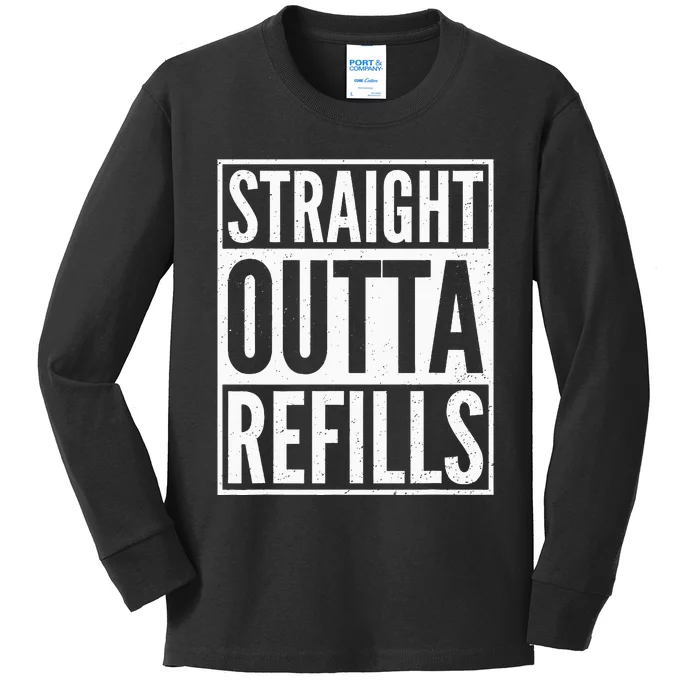 Straight Outta Refills Funny Pharmacist Pharmacy Technician Kids Long Sleeve Shirt