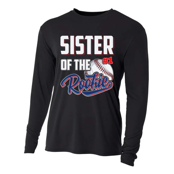 Sister of Rookie 1 Years old Team 1st Birthday Baseball Cooling Performance Long Sleeve Crew