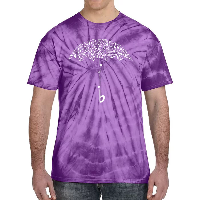 Sound Of Rain Umbrella Of Music Notes Tie-Dye T-Shirt