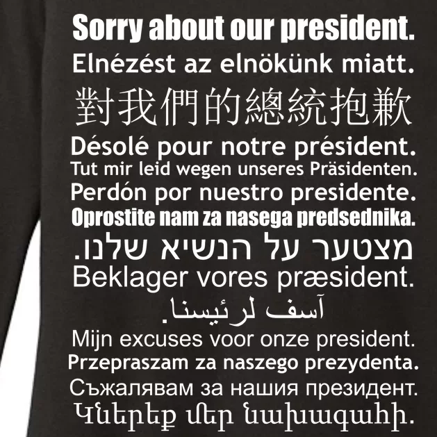 Sorry About Our President Anti-Trump Multiple Language Womens CVC Long Sleeve Shirt