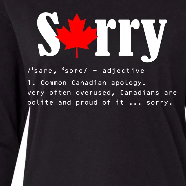 Sorry Definition Canadian Apology Womens Cotton Relaxed Long Sleeve T-Shirt