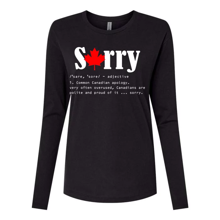 Sorry Definition Canadian Apology Womens Cotton Relaxed Long Sleeve T-Shirt