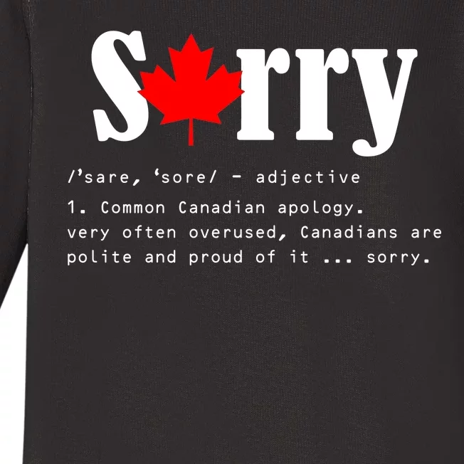 Sorry Definition Canadian Apology Baby Long Sleeve Bodysuit