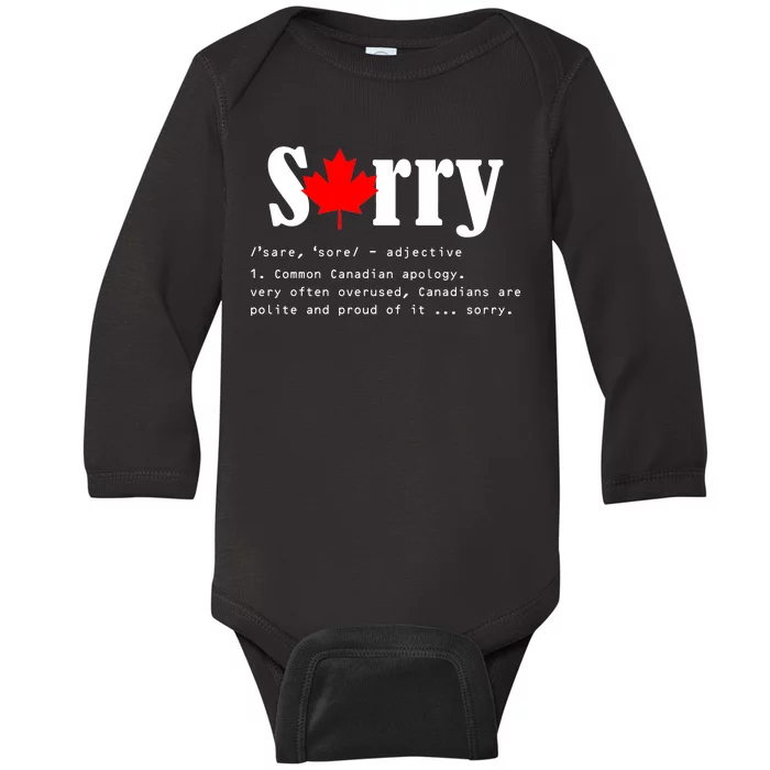 Sorry Definition Canadian Apology Baby Long Sleeve Bodysuit