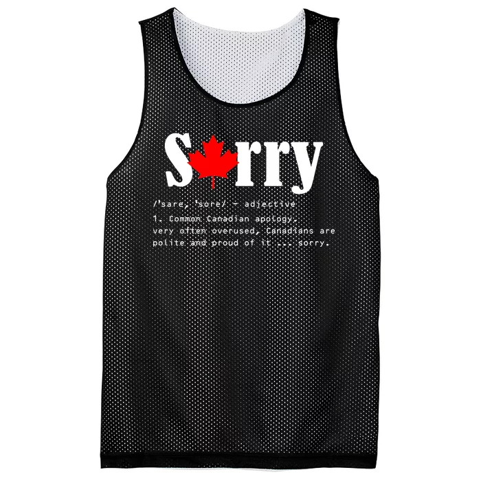 Sorry Definition Canadian Apology Mesh Reversible Basketball Jersey Tank