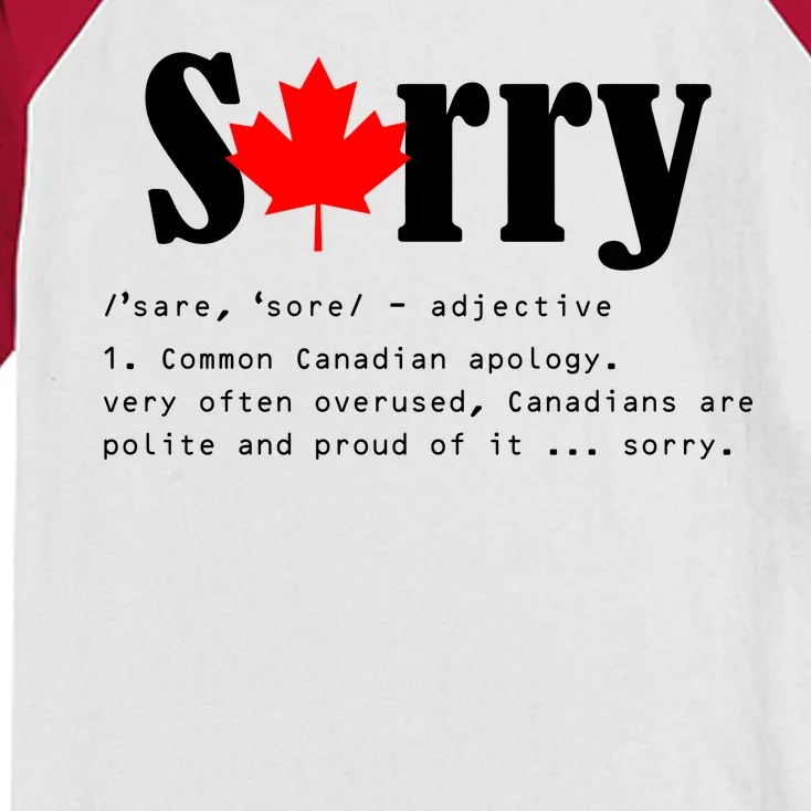 Sorry Definition Canadian Apology Kids Colorblock Raglan Jersey