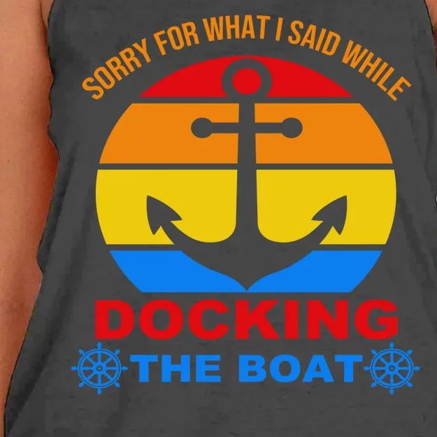 Sorry For What I Said While Docking The Boat Women's Knotted Racerback Tank