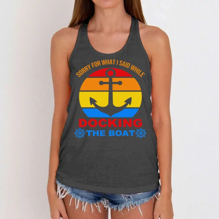 Sorry For What I Said While Docking The Boat Women's Knotted Racerback Tank