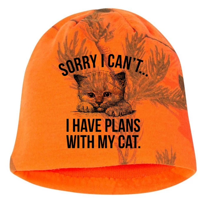 Sorry I Cant I Have Plans With My Cat Funny Kati - Camo Knit Beanie