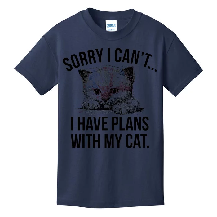 Sorry I Cant I Have Plans With My Cat Funny Kids T-Shirt