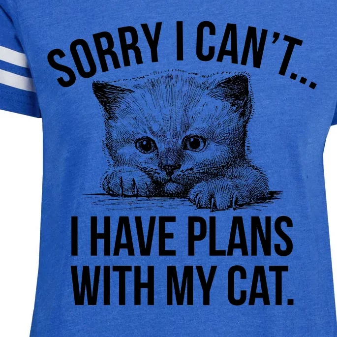 Sorry I Cant I Have Plans With My Cat Funny Enza Ladies Jersey Football T-Shirt