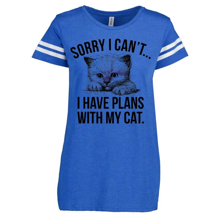 Sorry I Cant I Have Plans With My Cat Funny Enza Ladies Jersey Football T-Shirt