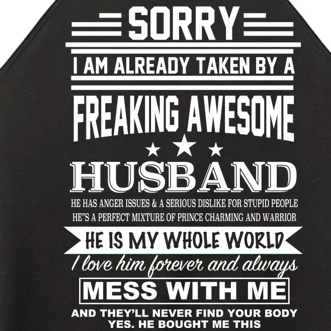 Sorry I'm Already Taken By A Freaking Awesome Husband Women’s Perfect Tri Rocker Tank