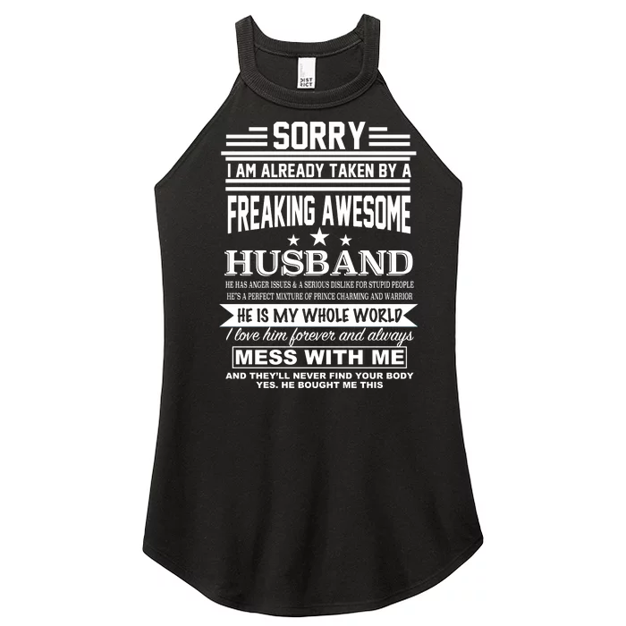 Sorry I'm Already Taken By A Freaking Awesome Husband Women’s Perfect Tri Rocker Tank