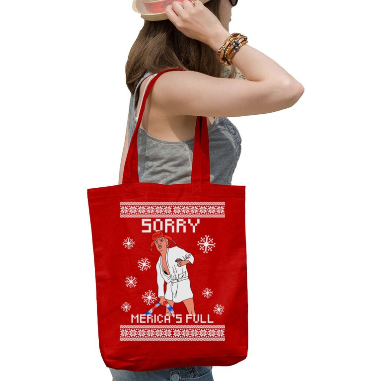 Sorry Merica's Full Trump Supporter Ugly Christmas Tote Bag