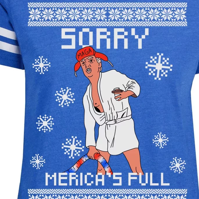 Sorry Merica's Full Trump Supporter Ugly Christmas Enza Ladies Jersey Football T-Shirt